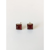 Silver Steed Square Coloured Stud Earrings Blue Earrings