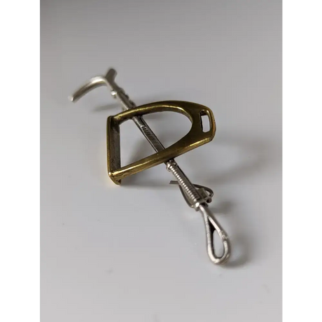 Silver Steed Stirrup & Cane Brooch / Stock Tie Pin Behind Brooches