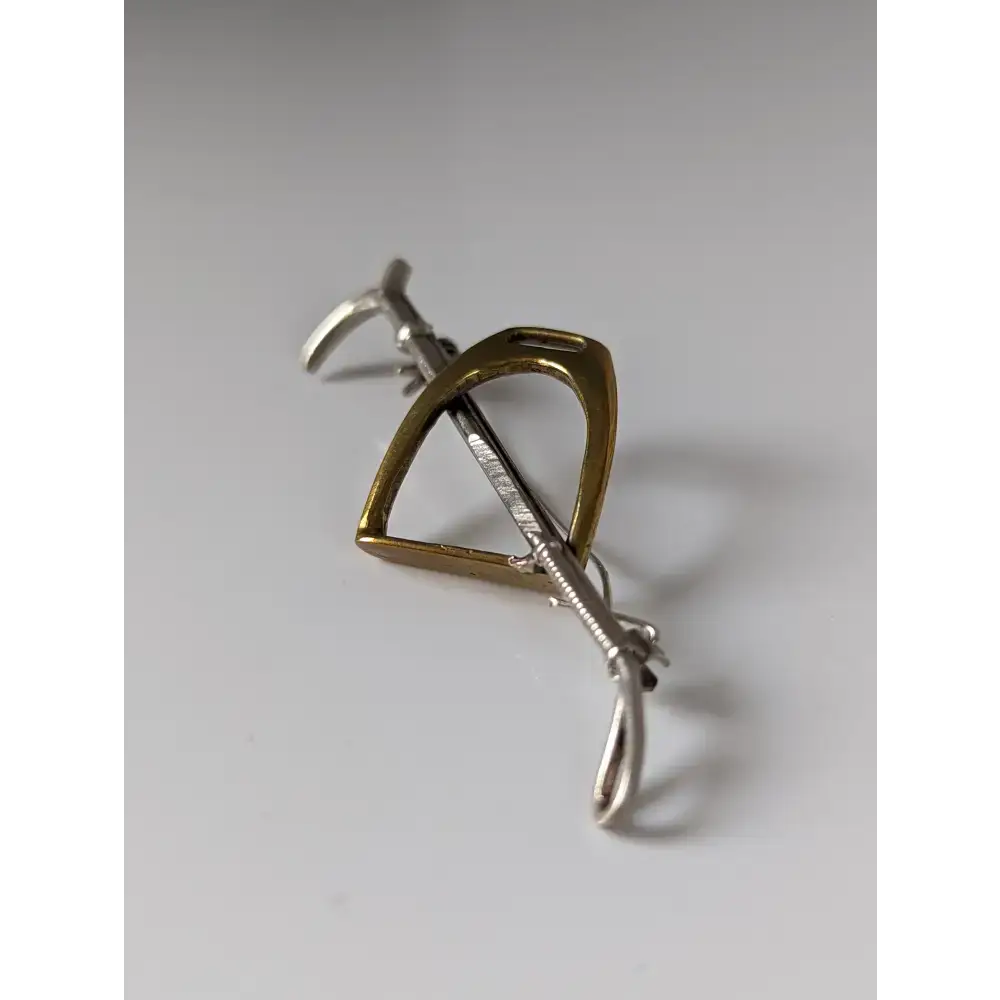 Silver Steed Stirrup & Cane Brooch / Stock Tie Pin Left Brooches
