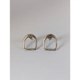 Silver steed stirrup sterling silver stud earrings with polished metallic horsebit design
