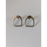 Silver steed stirrup sterling silver stud earrings with a minimalist horsebit design in silver tone