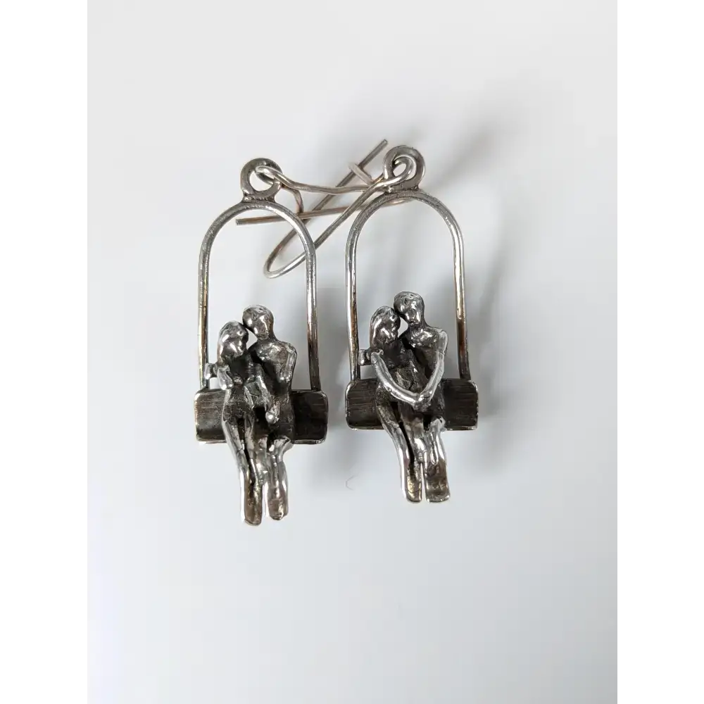 Silver Steed Swing Seat Loved Up Couple Dropped Earrings Earrings