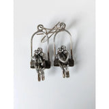 Silver steed swing silver earrings with couple dropped earrings featuring swing seat loved up sculpted figures