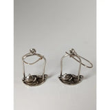 Silver steed swinging tea set dropped earrings with silver wire frames and miniature teapots for charming style