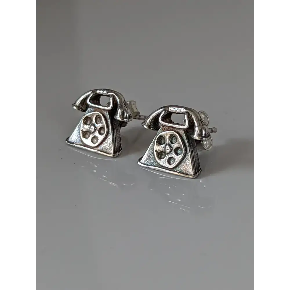 Silver Steed Telephone Stud Earrings Earrings