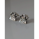 Silver Steed Telephone Stud Earrings Earrings