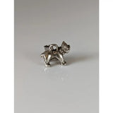 Silver steed terrier silver pendant featuring a silver bulldog charm with a miniature purse on its back