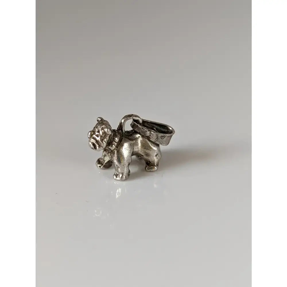 Silver steed terrier silver pendant featuring a detailed silver bulldog charm with a loop for easy attachment
