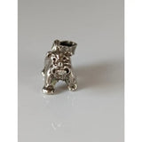 Silver steed terrier silver pendant featuring a textured silver pendant with detailed bulldog facial features