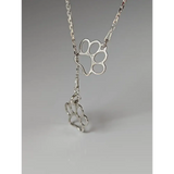 Silver Steed Thread Through Double Paw Print Silver Necklace Necklaces
