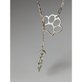 Silver Steed Thread Through Double Paw Print Silver Necklace Necklaces