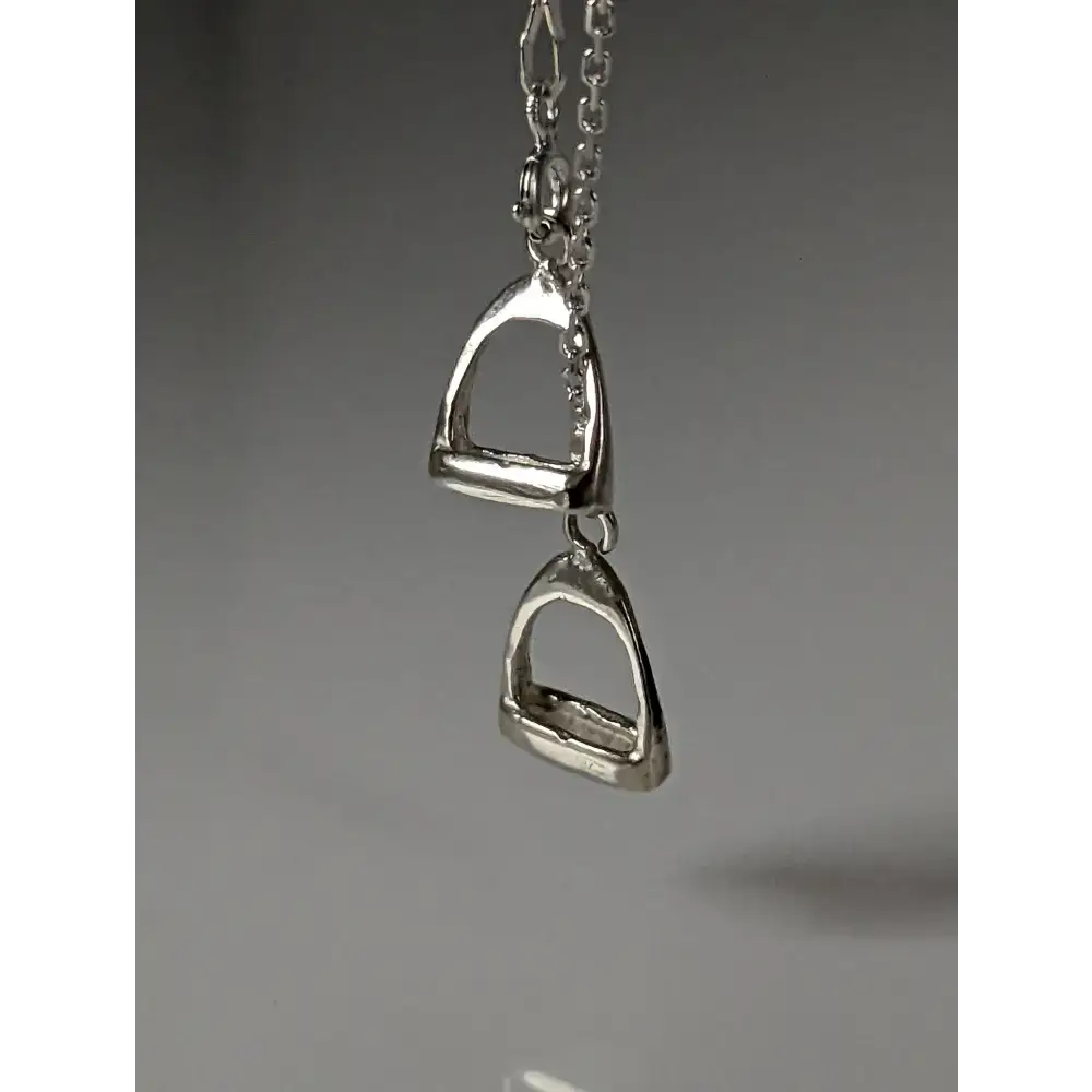 Silver Steed Thread Through Double Stirrup Silver Necklace Pendant