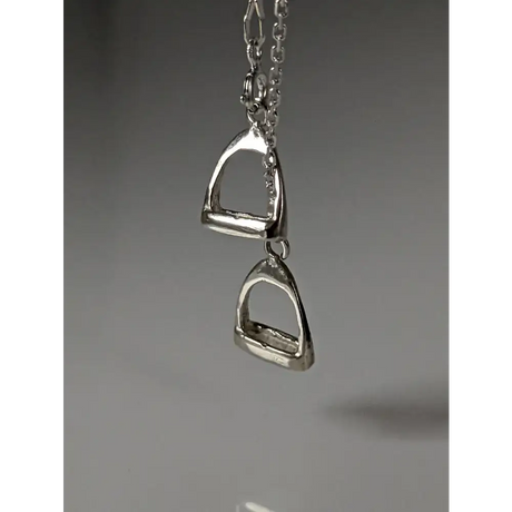 Silver Steed Thread Through Double Stirrup Silver Necklace Pendant