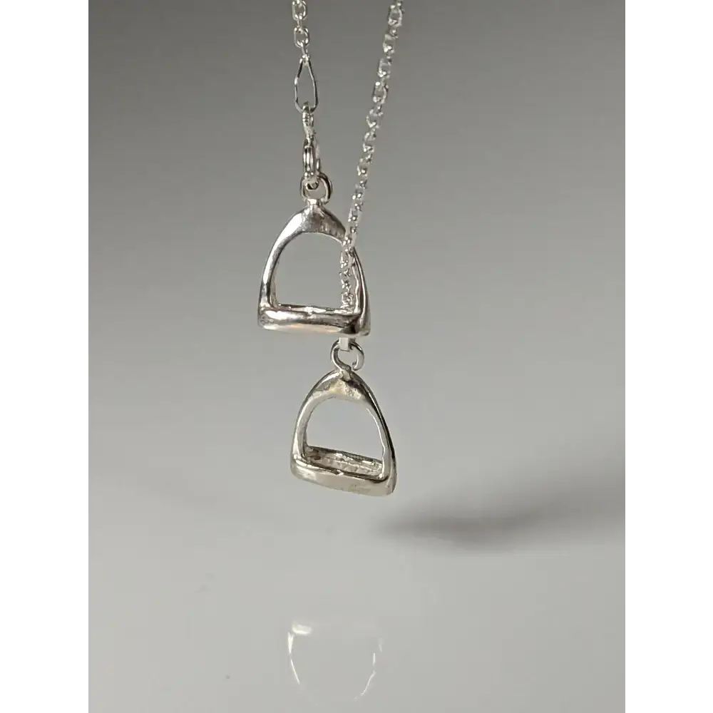 Silver Steed Thread Through Double Stirrup Silver Necklace Pendant