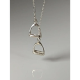 Silver Steed Thread Through Double Stirrup Silver Necklace Pendant