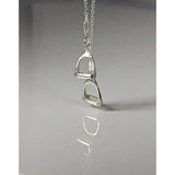 Silver steed thread silver necklace with double stirrups pendant on a delicate silver chain