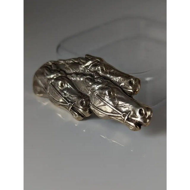 Silver Steed Three Head Racing Thoroughbreds Brooch / Stock Tie Pin Brooches