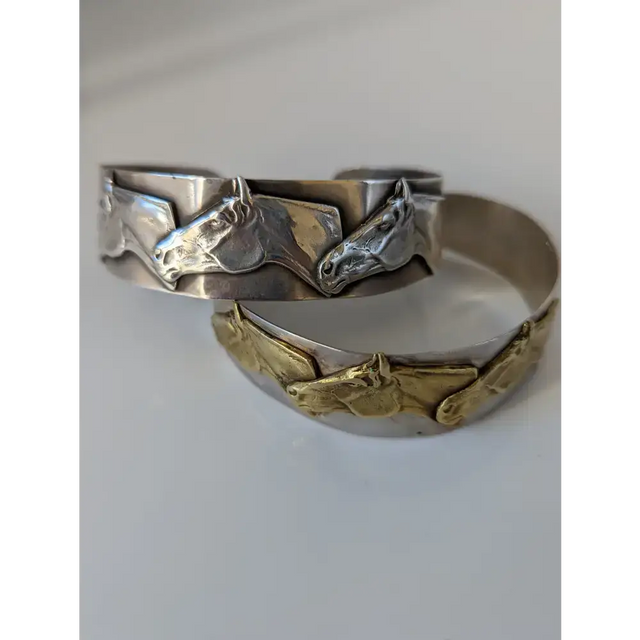 Silver Steed Three horses heads bangle All silver version Bangle