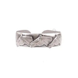 Silver steed three horses heads bangle silver-toned metal cuff bracelet with three intricately sculpted horse heads