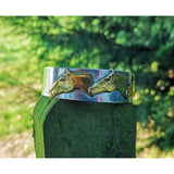 Silver steed three horses heads bangle with silver and gold-toned detailed sculpted horse head cuff design