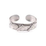 Silver steed three silver-toned metal cuff bracelet with three horses heads bangle embossed design