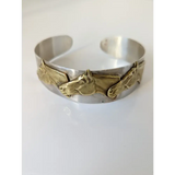 Silver Steed Three horses heads bangle Two-tone; silver and brass bangle Bangle