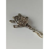 Silver steed tortoise silver pendant with detailed textured shell and limbs in shiny silver pendant design