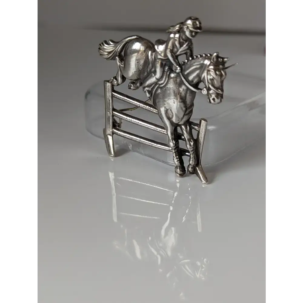 Silver Steed Triple Bar Jump, Show Jumping Brooch / Stock Tie Pin Brooches