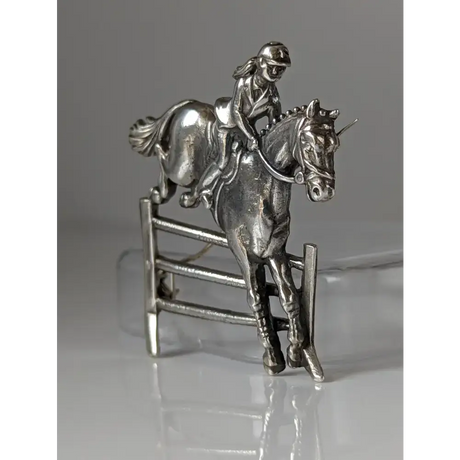 Silver Steed Triple Bar Jump, Show Jumping Brooch / Stock Tie Pin Brooches