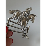 Silver Steed Triple Bar Jump, Show Jumping Brooch / Stock Tie Pin Brooches