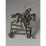 Silver Steed Triple Bar Jump, Show Jumping Brooch / Stock Tie Pin Brooches