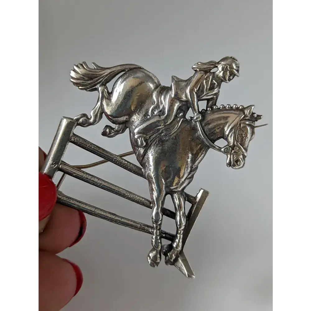 Silver Steed Triple Bar Jump, Show Jumping Brooch / Stock Tie Pin Brooches