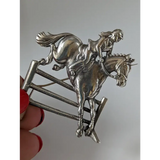 Silver Steed Triple Bar Jump, Show Jumping Brooch / Stock Tie Pin Brooches