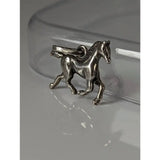 Silver steed trotting horse silver pendant with detailed mane and tail in polished silver and attachment loop
