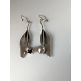 Silver steed tulip tulip dangling earrings with polished silver leaf shapes and premium sterling silver spherical charms