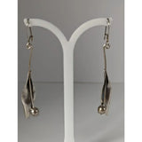 Silver steed tulip silver leaf-shaped tulip dangling earrings with polished finish and small spherical accents