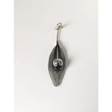 Silver steed tulip pendant silver leaf shaped with textured matte finish and small polished silver sphere center