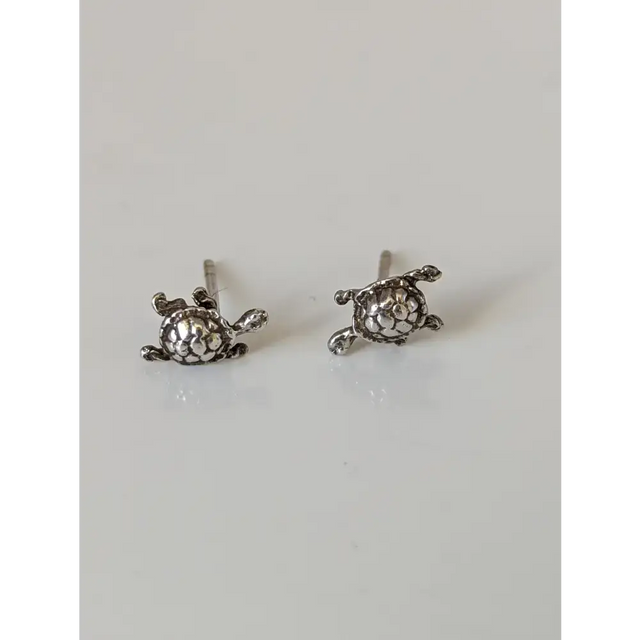 Silver Steed Turtle Stud Earrings Earrings