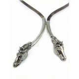 Silver Steed Two Horse Heads with Leather Cord Necklace Chocolate Brown Necklaces