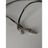 Silver Steed Two Horse Heads with Leather Cord Necklace Black Necklaces