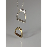 Silver Steed Two Stirrups Necklace Silver version 16" Thread Through Necklaces