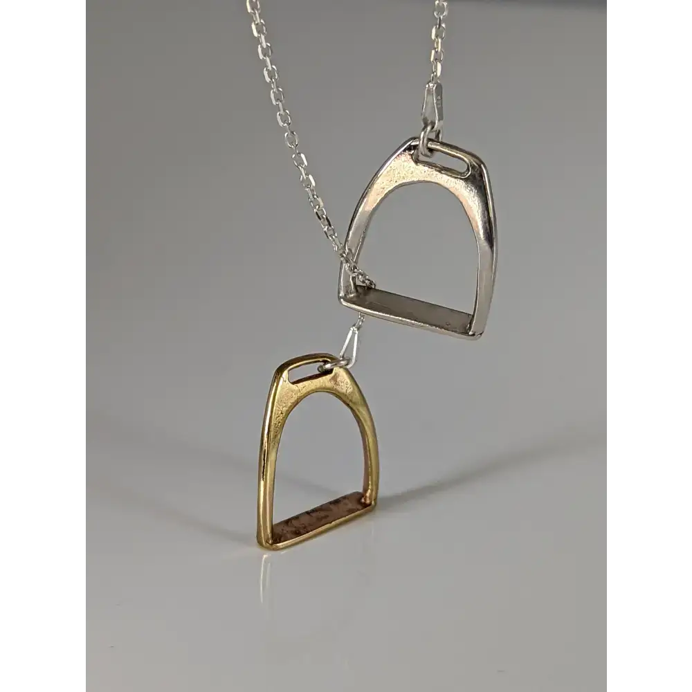 Silver Steed Two Stirrups Necklace Silver version 16" Thread Through Necklaces