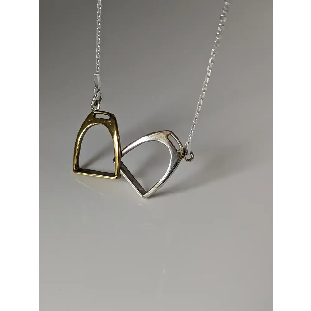 Silver Steed Two Stirrups Necklace Silver version 16" Thread Through Necklaces
