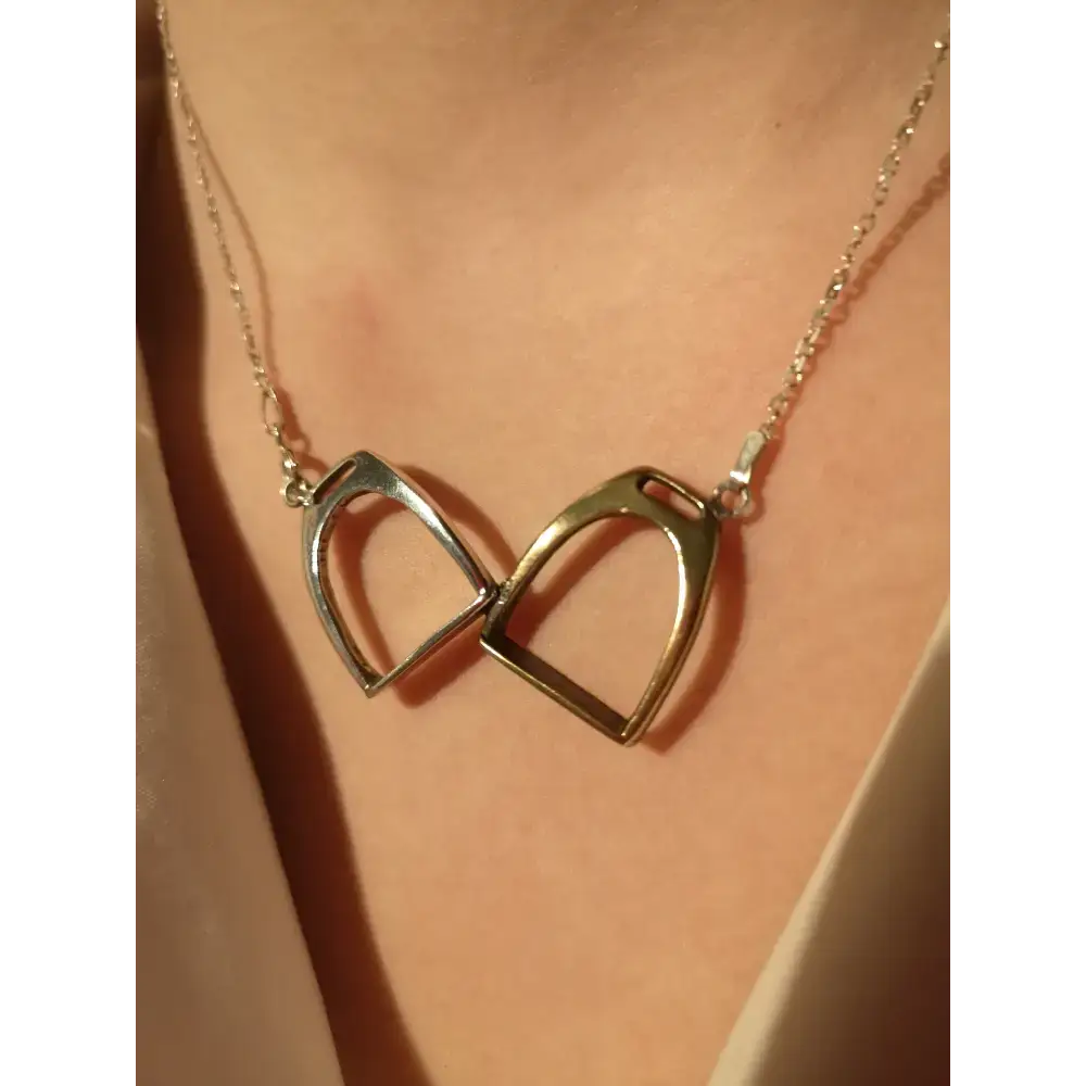 Silver Steed Two Stirrups Necklace Silver version 16" Thread Through Necklaces