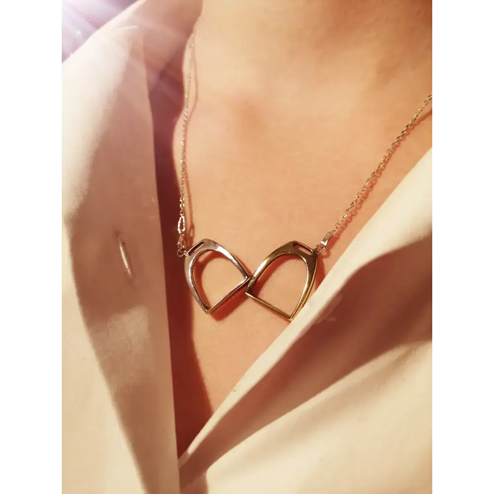Silver Steed Two Stirrups Necklace Silver version 16" Thread Through Necklaces