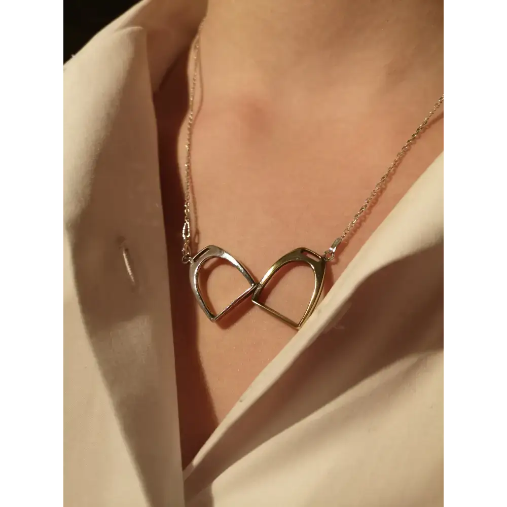 Silver Steed Two Stirrups Necklace Silver version 16" Thread Through Necklaces
