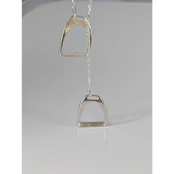 Silver Steed Two Stirrups Necklace Silver version 16" Thread Through Necklaces