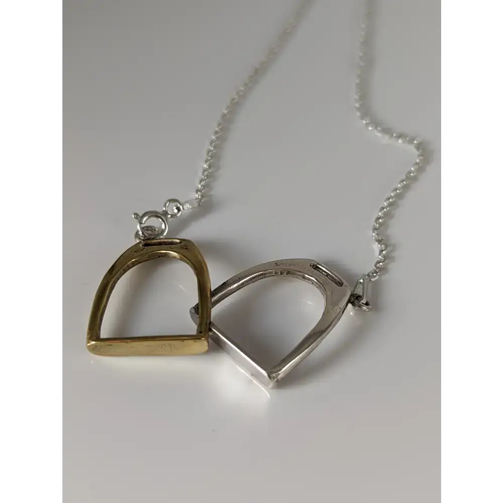Silver Steed Two Stirrups Necklace Silver version 16" Thread Through Necklaces
