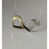 Silver Steed Two Stirrups Necklace Two tone version 16" Connected Necklaces