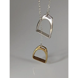 Silver Steed Two Stirrups Necklace Two tone version 16" Thread Through Necklaces